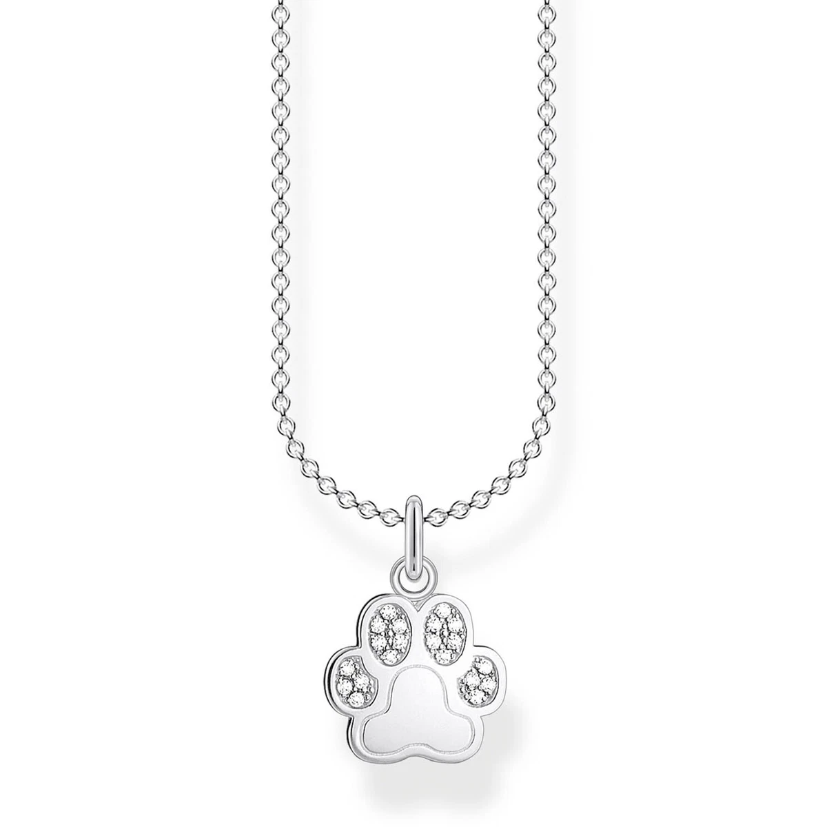 Genuine THOMAS SABO Sterling Silver CZ Paw Print Fine Necklace