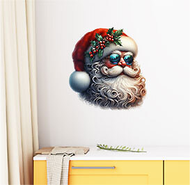 Weihnachten Weihnachtsmann Gesicht Wandbild Schlafzimmer Kinderzimmer Vinyl Aufkleber Abziehbild 6 Größen - Bild 5 von 7