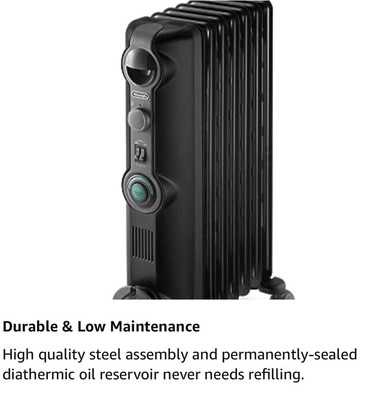 DeLonghi KH390715CB Oil-Filled Radiator Heater, ComfortTemp Control, 3  Settings | eBay