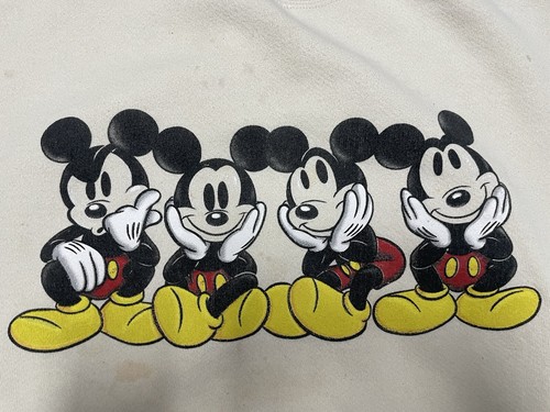 Vintage 1990s New Mickey-Inc Mickey-Mouse Crewneck-Sweatshirt L Tan USA - Picture 2 of 11