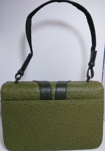 Vintage Faux LEATHER Ostrich Green Large Embossed Handbag 935574 D136 - Picture 10 of 12