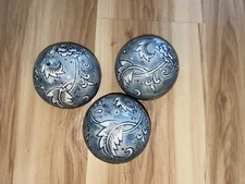 Vintage Boho Jacobean Porcelain Decorative Balls Orbs Set Of 3 