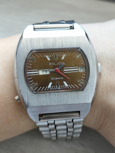 Vintage Soviet POLJOT AUTOMATIC Big TV Men's watch 2627.H 23 jewels USSR 1970s - Picture 2 of 11