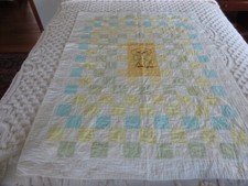 Handmade PUPPY DOG EMBROIDERED Cotton PATCHWORK CRIB QUILT - 38" x 52"
