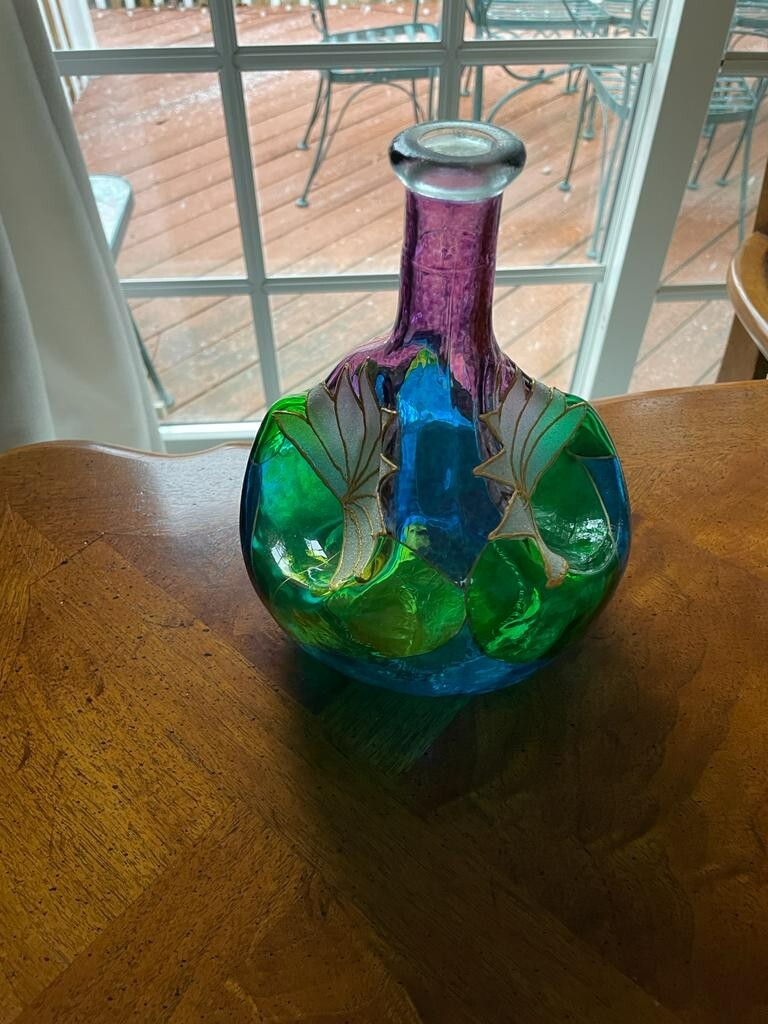 Coppola and Parodi Italy Glass Vase Purple Blue Green Frosted Glass