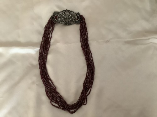 Vintage Garnet Belt/Necklace With Marcasite Clasp/Belt