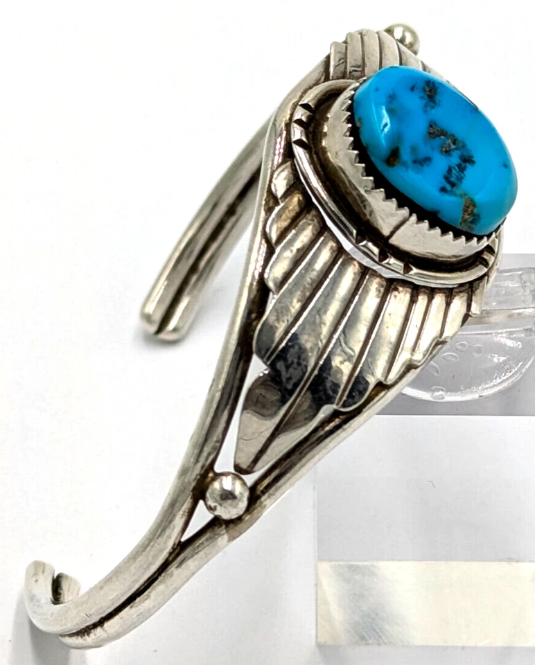 Silber Manschettenarmband NAVAJO Whirling Logs Türkis - Bild 3 von 4