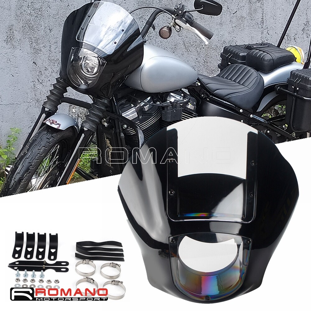 Classic Quarter Headlight Fairing Mask For Harley Sportster Fat Street Bob Dyna