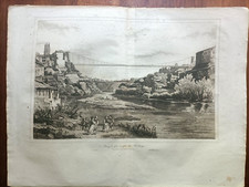 14898-(PRINTS), IRON WIRE BRIDGE OF FREIBURG, SUISSE, '800 bait, CM 39X29