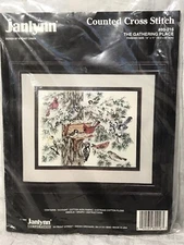 Cardinal Bird Feeder Cross Stitch Kit Birds THE GATHERING PLACE Winter Janlynn