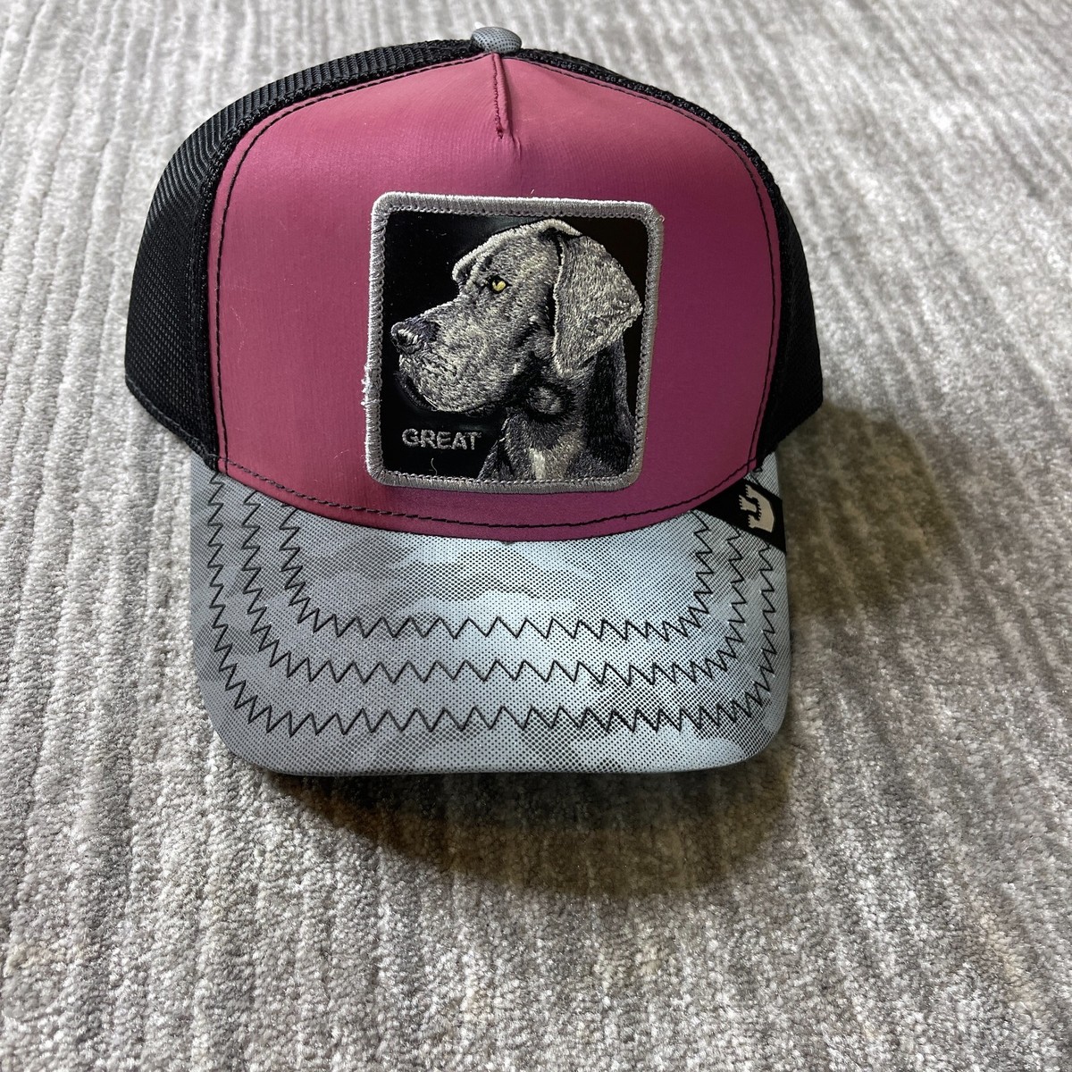 Goorin Bros Great Even Trucker Hat The Farm Animal Great Dane Dog  Camouflage Red