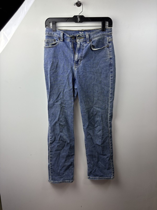 Style&co. Easy Jeans Womens Petite 2P Blue Denim Cotton Straight Leg Medium Wash