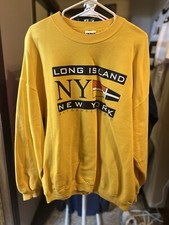 Vintage Y2K Long Island New York Sweatshirt Yellow XXL