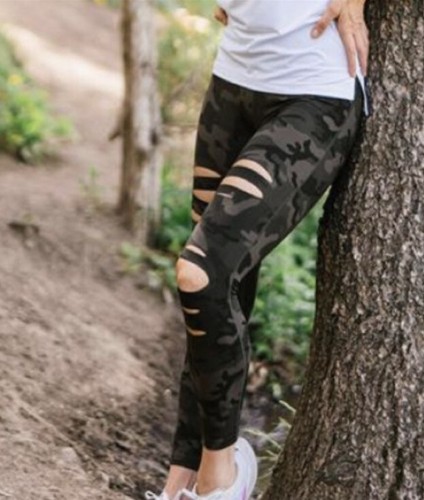 Zyia Sz 16-18 Camo Green Slash Crop 