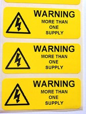 Electrical Safety Warning Labels - MORE THAN ONE SUPPLY - Yellow 50mm x 20mm
