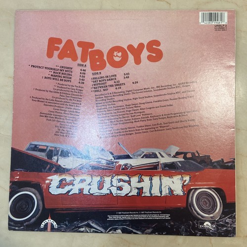 FAT BOYS – CRUSHIN' Vinyl Record LP URBLP 3 w/ Wipe Out feat The Beach Boys - Picture 2 of 8