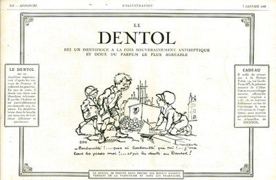 Alte Reklame Dentol Zahnpasta 1928 aus Zeitschrift Poulbot