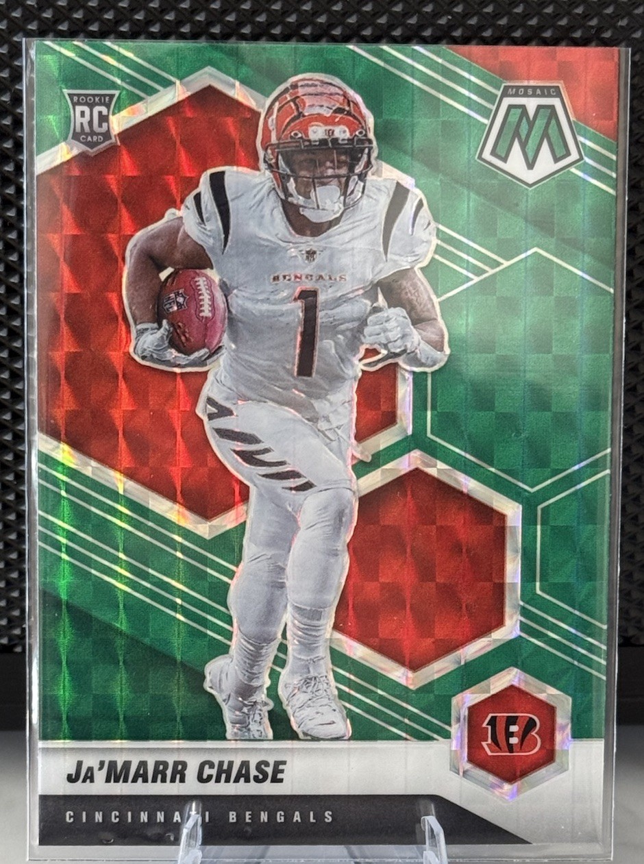 2021 Panini Mosaic Ja'Marr Chase Green Mosaic Prizm Rookie #307