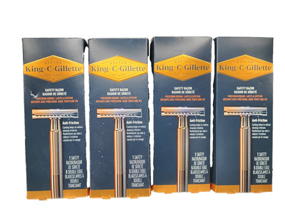 4X! NEW! King C Gillette Men's Double Edge Safety Razor + 5 Refill Blades