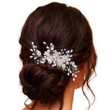 Butterfly Wedding Hair Comb Pearl Bridal Hair Pieces Sparkly Crystal Hair Acc...