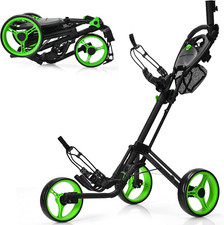 GYMAX Folding Golf Push Cart, 3 Wheel Height Adjustable Lightweight Golf Push
