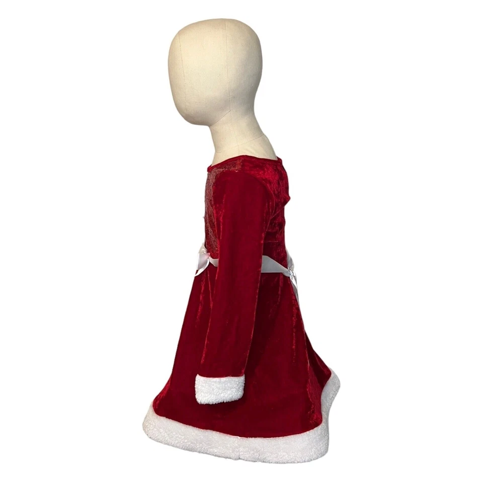 Girl’s Pink and Violet Christmas Dress Size 6 Sequin Velvet Bow Red - Image 3 of 4