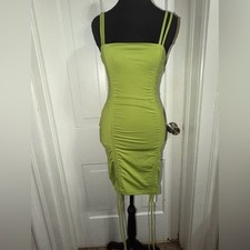 Women's size small dress Green Ruched Bodycon mini, tank dress part nightclub