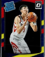 Zhou Qi 2017-18 Donruss Optic #151 Red and Yellow Rookie Houston Rockets