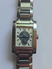 ESQ Swiss Movado Tank Watch Women 21mm E5298 Silver Tone New Battery 6 1/4'