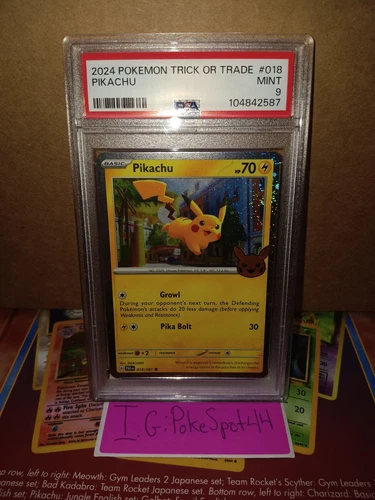Pokemon 2024 Trick Or Trade Pikachu Cosmos Holo #018/091 PSA 9 Mint