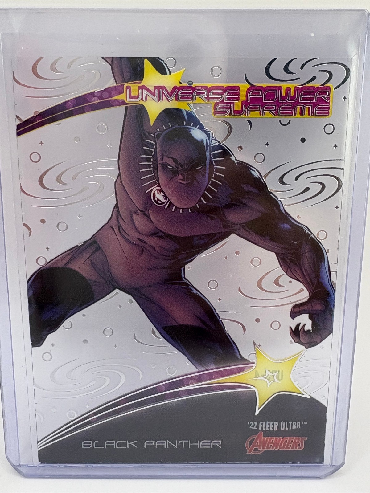 Black Panther #UPS-4 Marvel 2022 Ultra Avengers Universe Power Supreme trading card — raw and PSA graded price guide