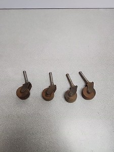 Set of 4 Antique Vtg Wood Caster Wheels Furniture Dresser Chair Wheel