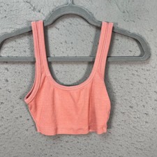 Zara Coral Pink Ribbed Knit Crop Tank Top Womens Size Small