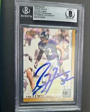 CHASE CARD Ravens Ray Lewis BAS Authentic Signed 2002 Pacific #16 Autographed