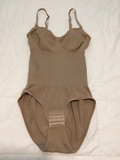 Beige Women's One Piece Bodysuit Small Adjustable Straps Stretch Compression S