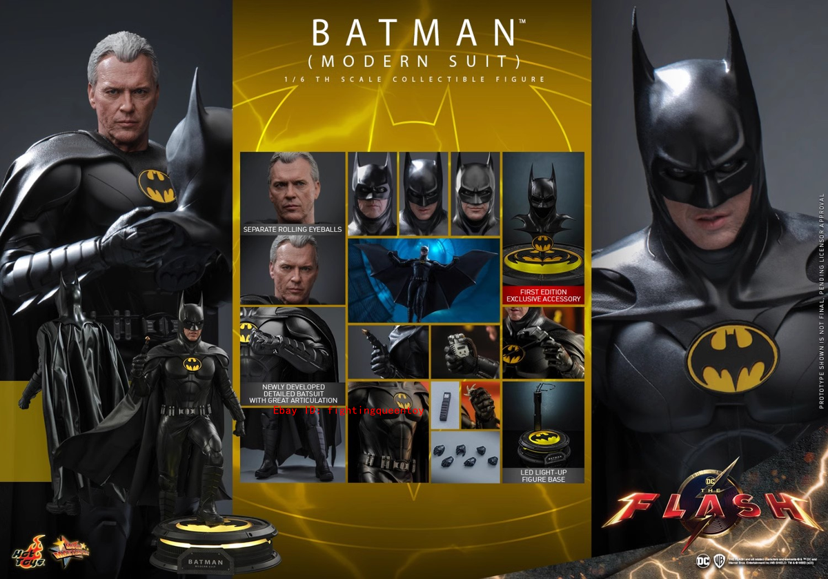 【美品】ホットトイズ THE BATMAN 1/6 おまけ展示ケース付 Hot Toys MMS712 The Flash Batman Modern Suit Old Batman 1/6 Action