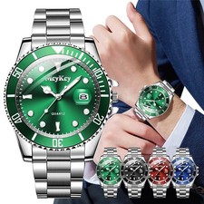 Men's Fashion Watch Stainless Steel Strap Quartz Analog Date Casual Wristwatch