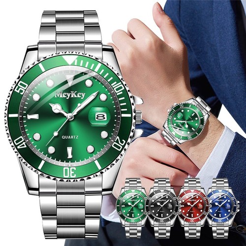 Men's Fashion Watch Stainless Steel Strap Quartz Analog Date Casual Wristwatch