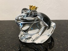 FM Marcolin Kristall Froschk&ouml;nig Briefbeschwerer signiert 1988 Gold Krone schwedisch