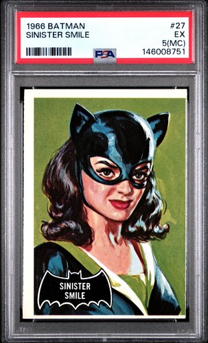 1966 Topps Batman Black Bat #27 Sinister Smile — PSA 5 (MC)