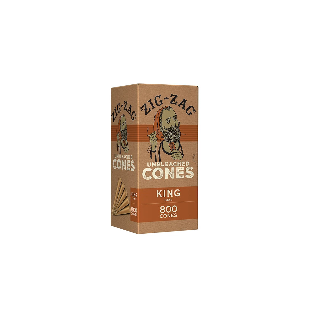 ZIG-ZAG Pre Rolled Cones Unbleached King Size Rolling Papers 800 Count Box