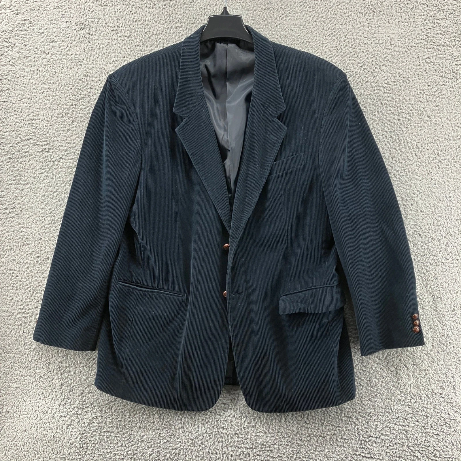 Monsieur Adolfo Mens Navy Blue Corduroy Blazer Sport Coat 42R Vintage 2 Button