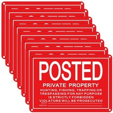 Private Property No Trespassing Signs 8 Pack 10x7 Inch Metal No Hunting Posted