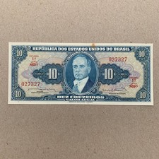 Brazil 10 CRUZEIROS Currency Printed by American Banknote Co, US Dollar Style