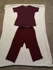 Butter-soft Women's Burgundy Scrub Set Top Size S Pants Size XS-Tall