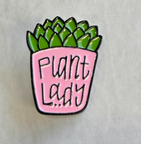Modern Plant Lady Lapel Pin Potted Plant Funny Whimsy Pinback Button Brooch