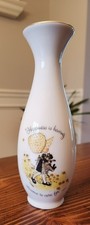 Vintage Holly Hobbie Porcelain Bud Vase; Happiness Is Having Someone To Care For