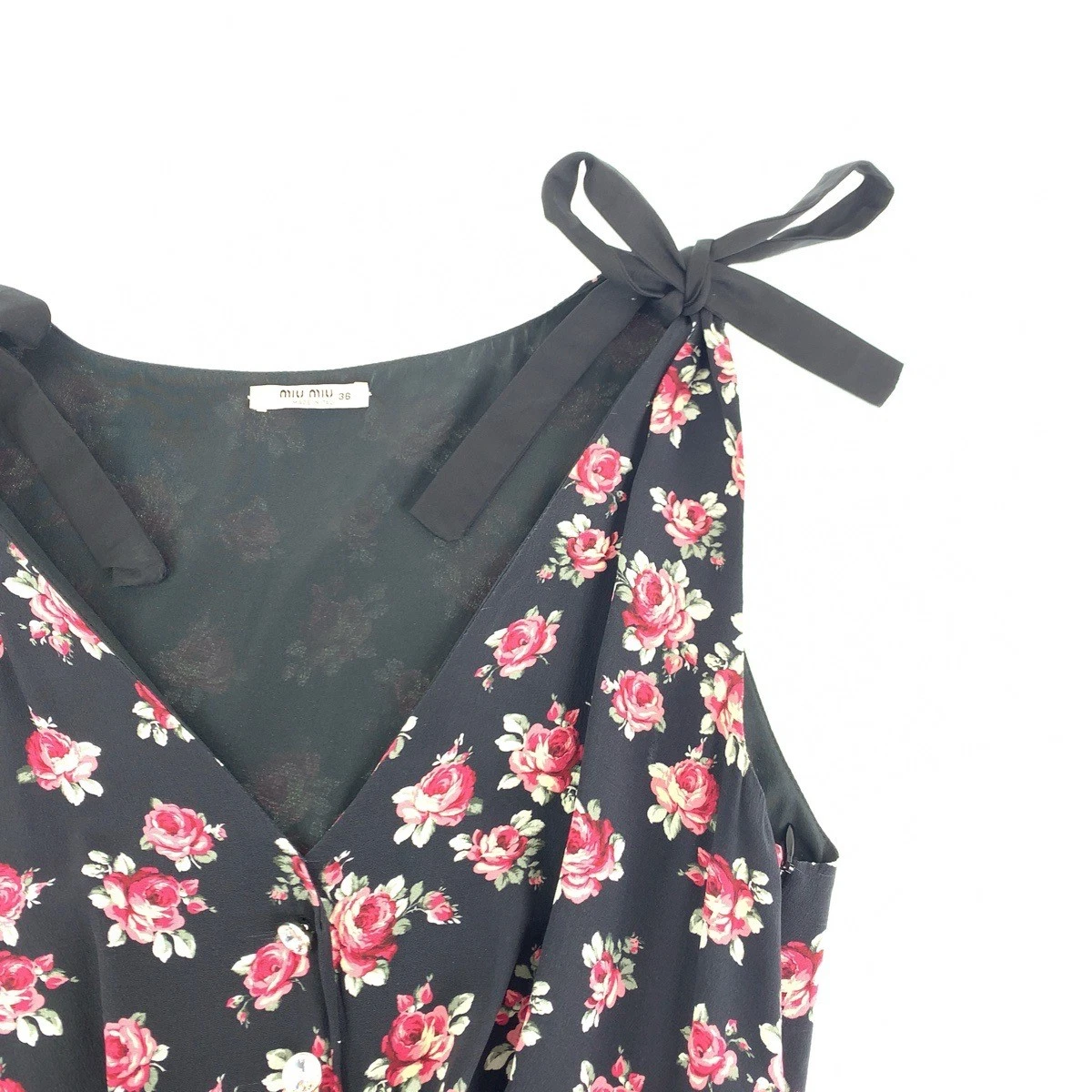 MIU MIU Autentici abiti MIUMIU strass floreali abiti denim nero cotone denim