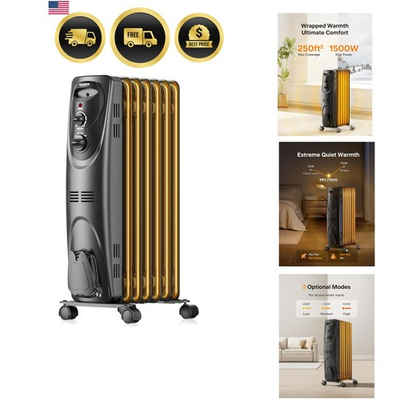 #ad Radiator Heater for Large Space Electric Oil Filled Radiator Dual Knobs 15... $162.85