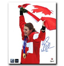 Hayley Wickenheiser Team Canada Autographed Flag 8x10 Photo NO TARIFFS